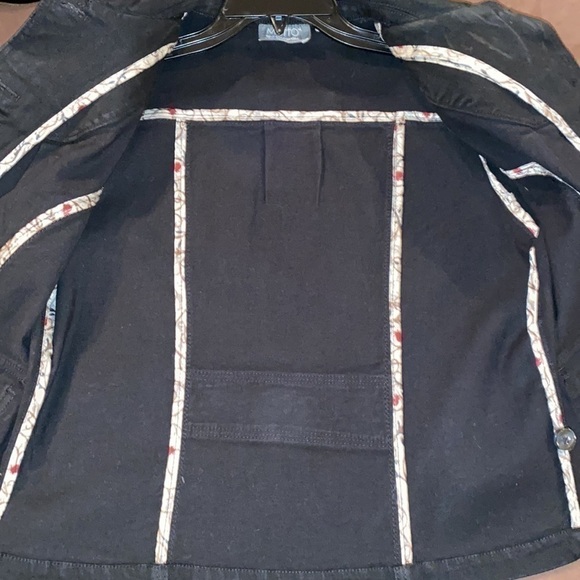 🍀Motto Black Stretch Denim jacket with button accents and 3/4 Sleeve size Small - Picture 5 of 8